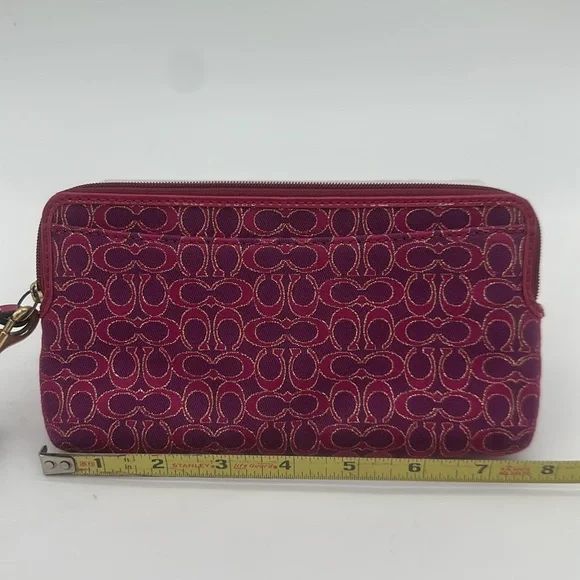 COACH F50282 Poppy Pink - Purple Wristlet - Wallet - Signature C Jacquard - Picture 4 of 8